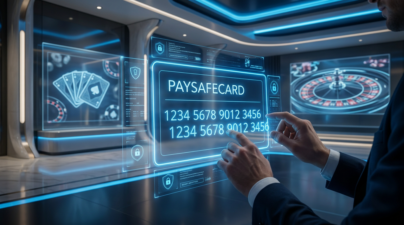 Holograficzna wizualizacja płatności Paysafecard w kasynie online 2026